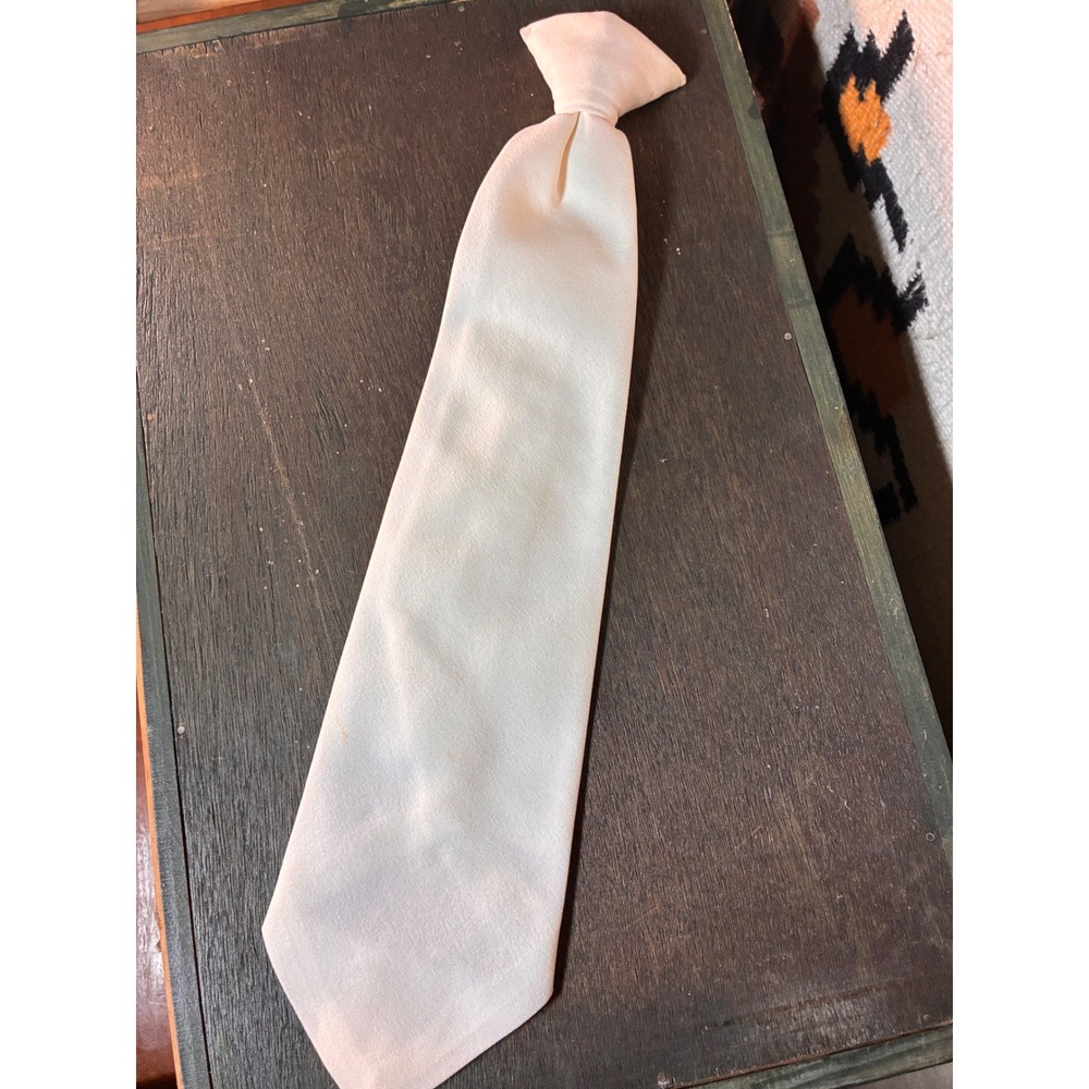 Unbranded Clip-On Necktie Mens OS Cream White Good Vintage Formal Pre-Tied Tie